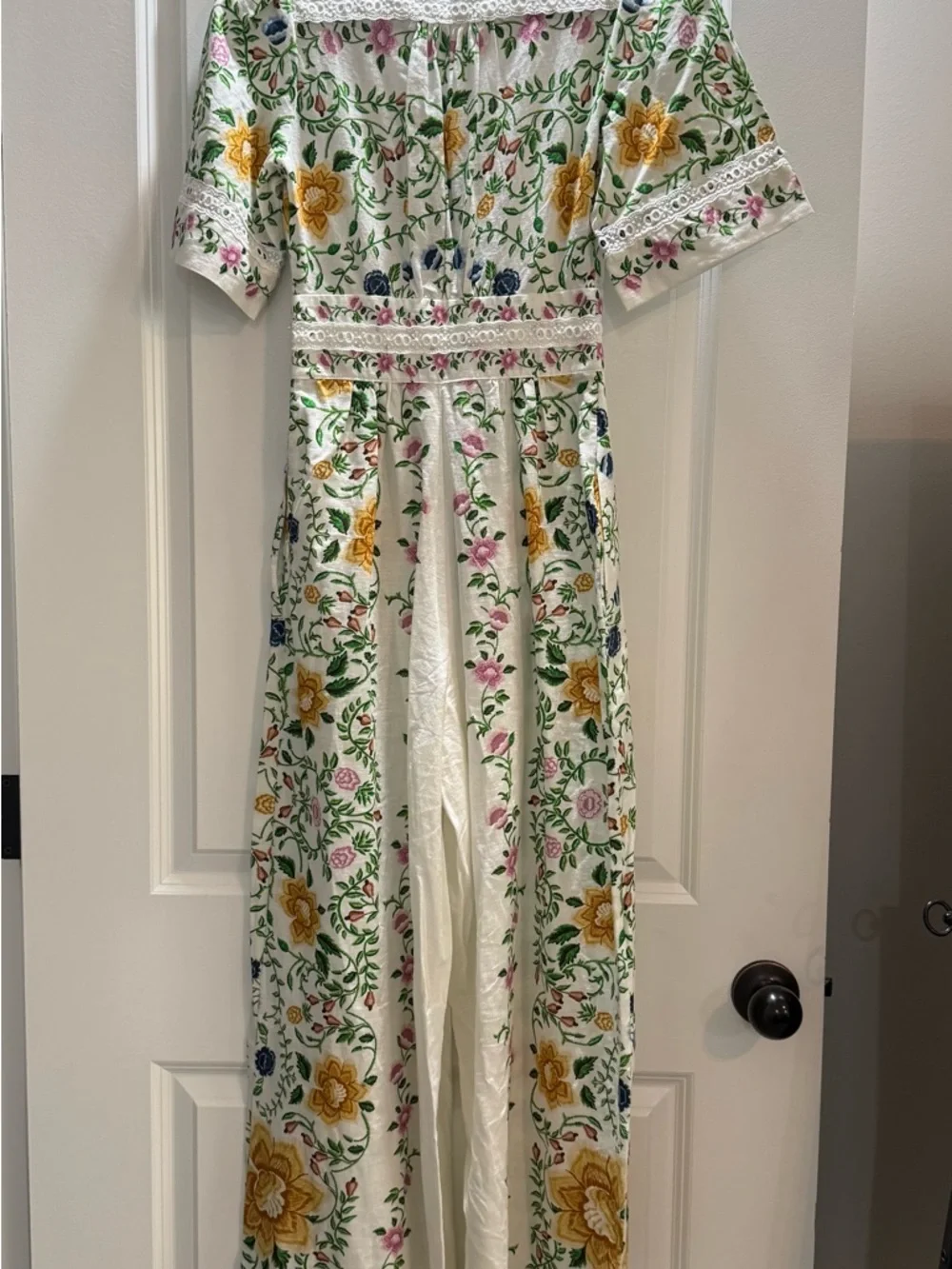 FARM Rio Folk Floral Off White Wide Leg Jumpsuit - Picture 7 of 9